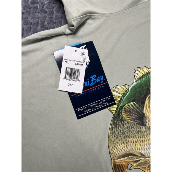 Bimini Bay Shirt Mens XXXL Hook M’ Gray GRN Logo Fishing Light Short Sleeve Bass - Picture 3 of 11